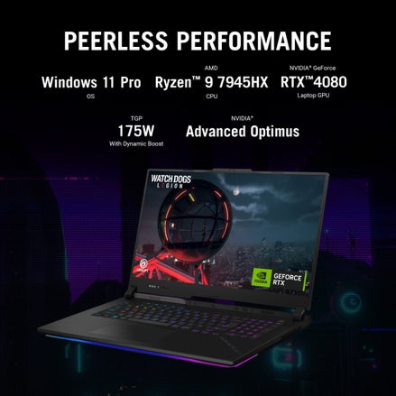 *Open Box - ASUS ROG Strix Scar 17 (2023) Gaming Laptop, 17.3” QHD 240Hz/3ms, 100% DCI-P3 Display, GeForce RTX 4090, AMD Ryzen 9 7945HX, 32GB DDR5, 1TB PCIe SSD, Wi-Fi 6E, Windows 11 Pro, G733PY-XS96, Off Black