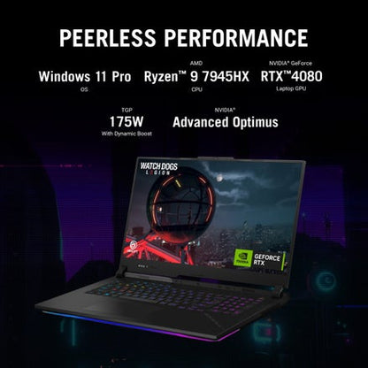 *Open Box - ASUS ROG Strix Scar 17 (2023) Gaming Laptop, 17.3” QHD 240Hz/3ms, 100% DCI-P3 Display, GeForce RTX 4090, AMD Ryzen 9 7945HX, 32GB DDR5, 1TB PCIe SSD, Wi-Fi 6E, Windows 11 Pro, G733PY-XS96, Off Black